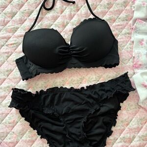 Victoria's Secret Black Bikini with Pink Tag